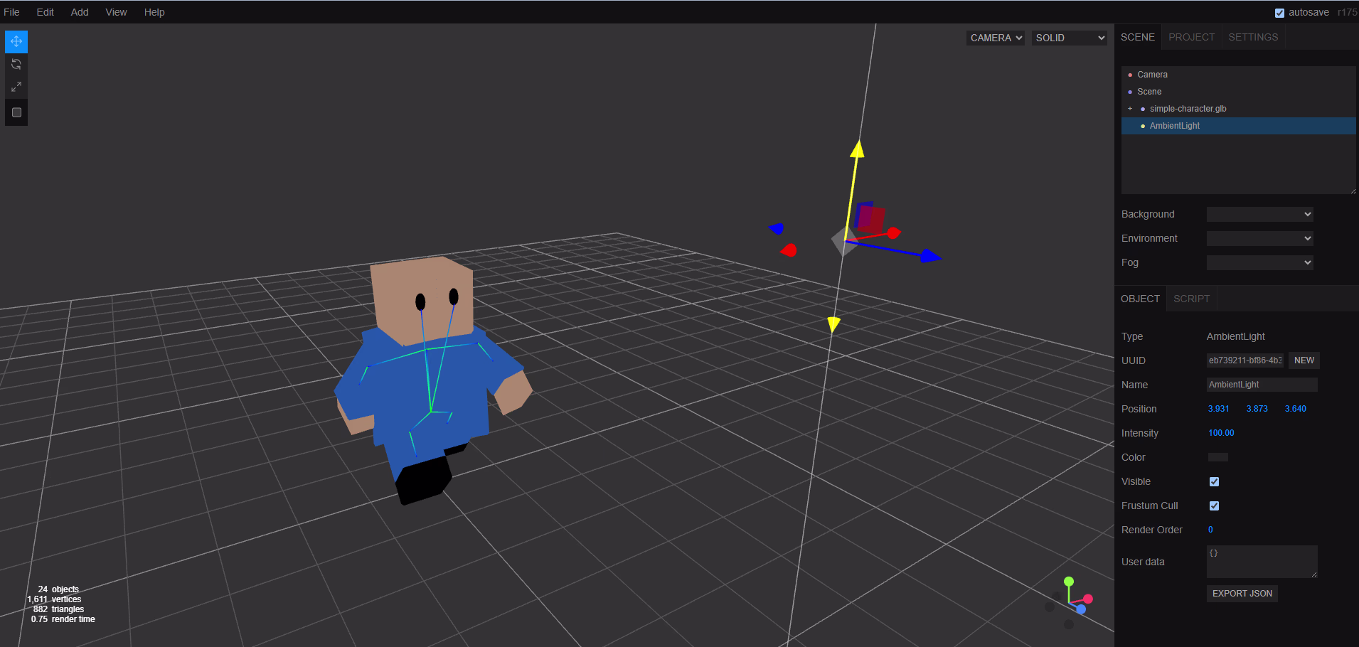 Character in threejs